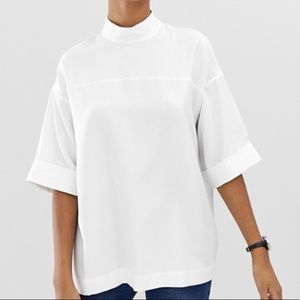 White high collar top